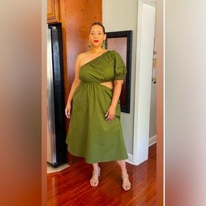 Olive Green Cut Out Dress.